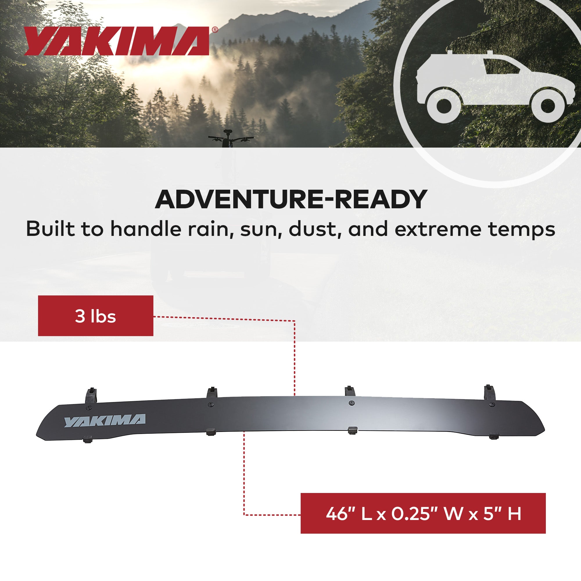 Yakima WindShield 46 Inch Roof Rack Wind Fairing, Compatible w/StreamLine Towers - VMInnovations