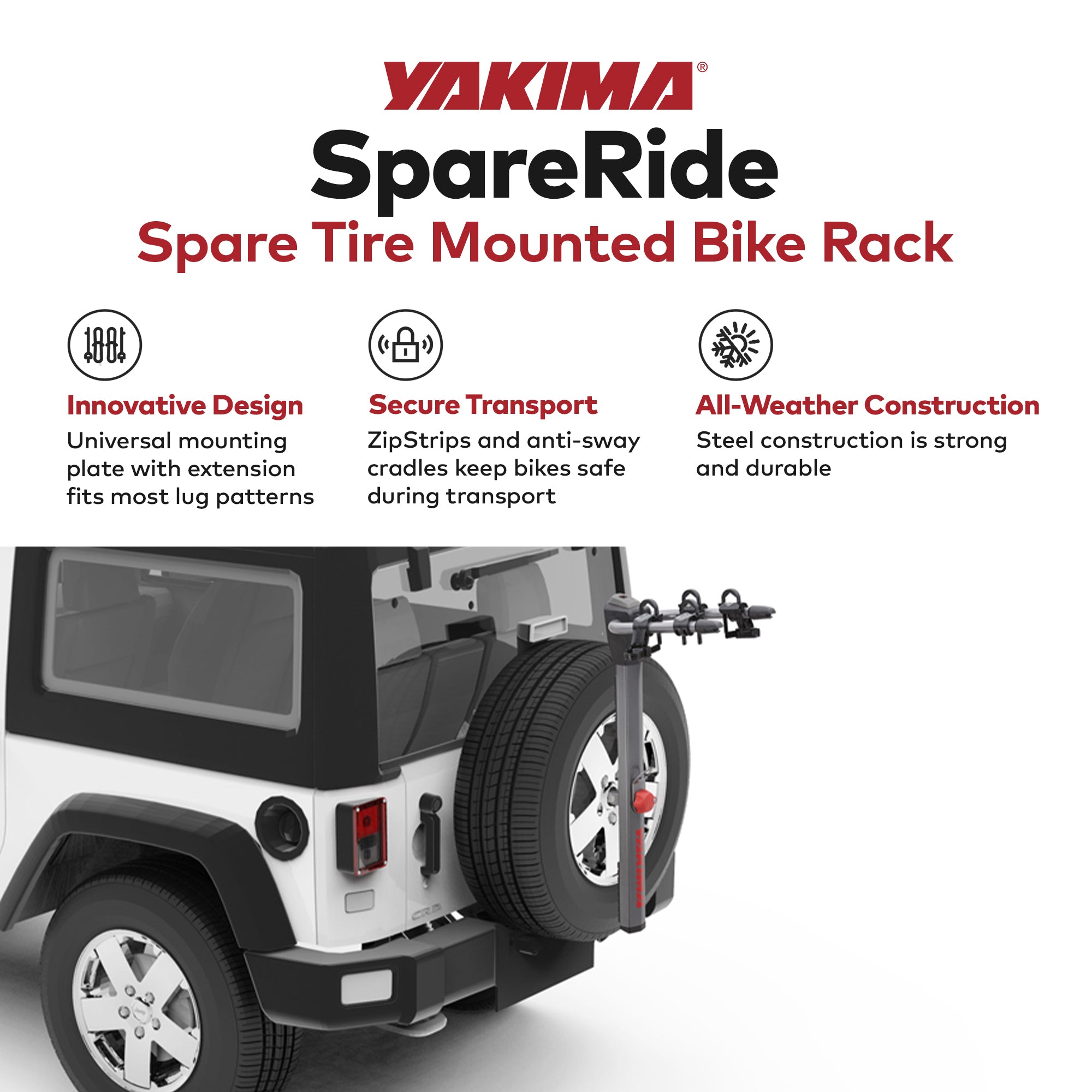 Yakima Rear Spare Tire Mounted 2 Bike Bicycle Rack, Gray/Black (For Parts) - VMInnovations