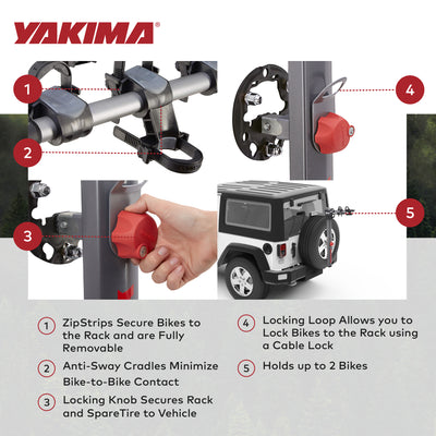 Yakima Rear Spare Tire Mounted 2 Bike Bicycle Rack, Gray/Black (For Parts) - VMInnovations