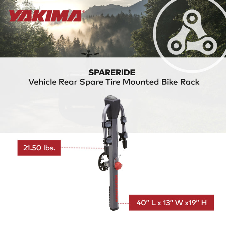 Yakima SpareRide Vehicle Rear Spare Tire Mounted 2 Bike Bicycle Rack, Gray/Black