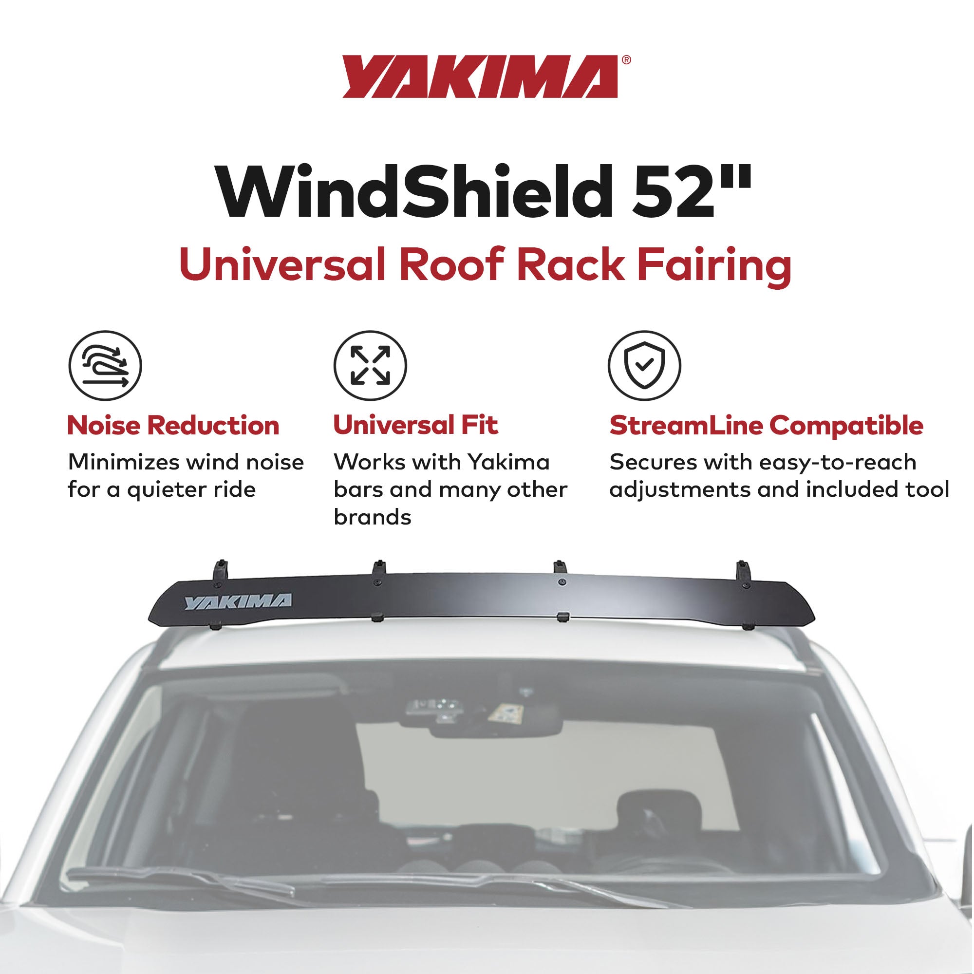 Yakima WindShield 52 Inch Roof Rack Wind Fairing, Compatible w/StreamLine Towers - VMInnovations