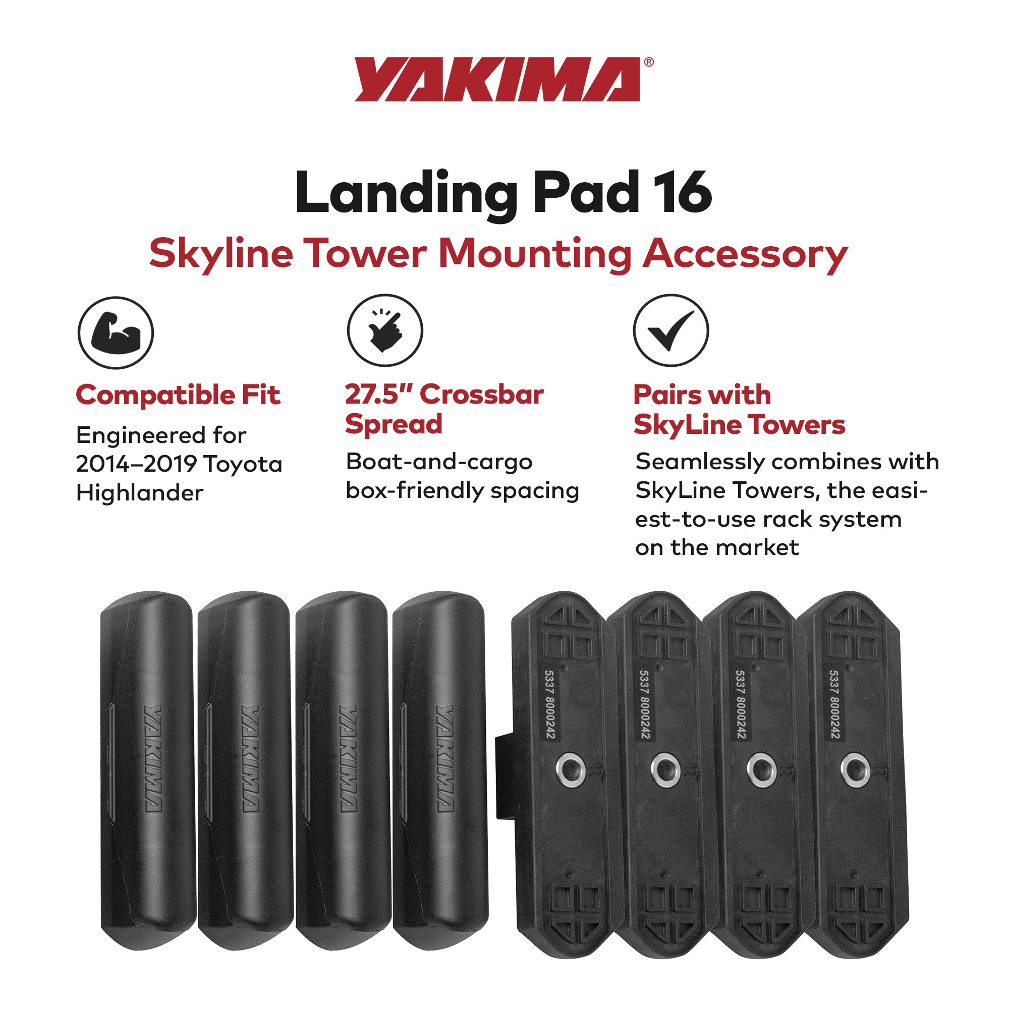 YAKIMA Landing Pad Fixed Point Tower, Compatible with 14-19 Toyota Highlander