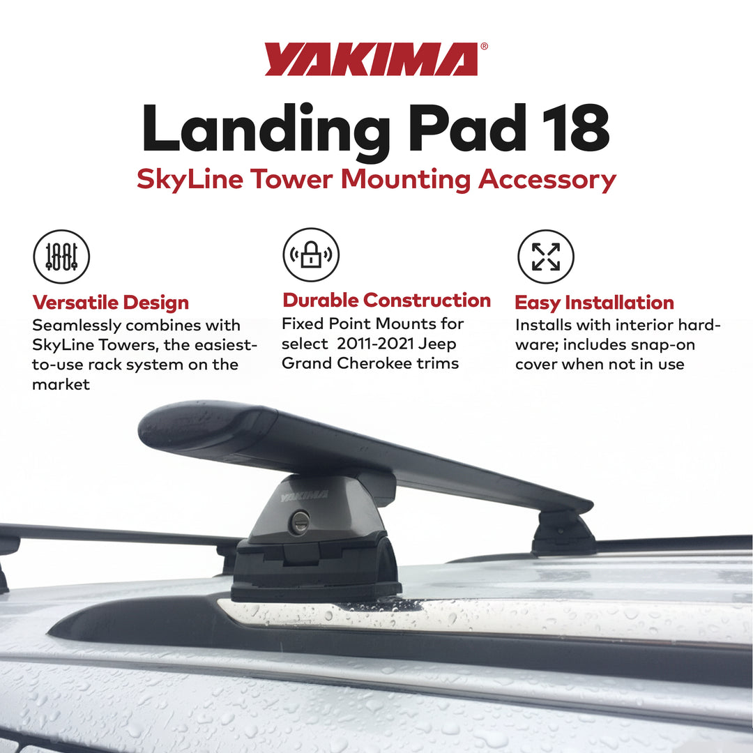 YAKIMA Landing Pad 18, Fixed Point Mounts for 2011-2021 Jeep Grand Cherokee