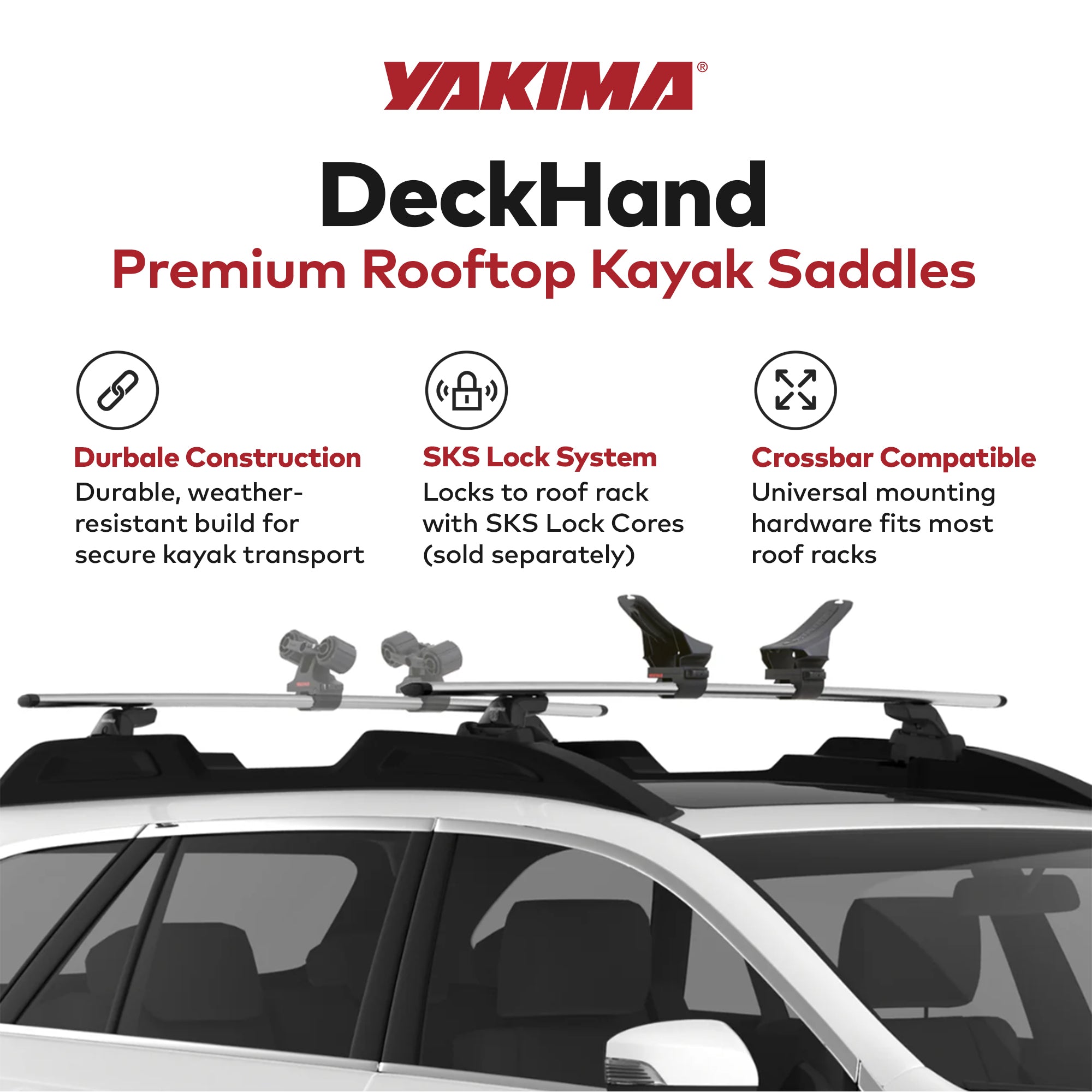 Yakima Premium DeckHand Vehicle Roof Rack Saddle Mount for Kayak or Small Boat - VMInnovations