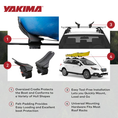 Yakima Premium DeckHand Vehicle Roof Rack Saddle Mount for Kayak or Small Boat - VMInnovations