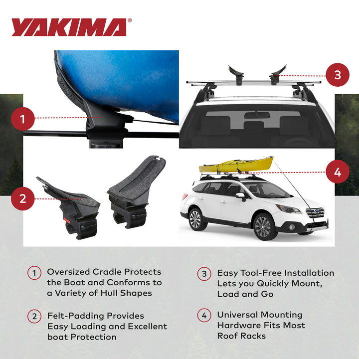 Yakima Premium Vehicle Roof Rack Saddle Mount for Kayak or Small Boat (Open Box)
