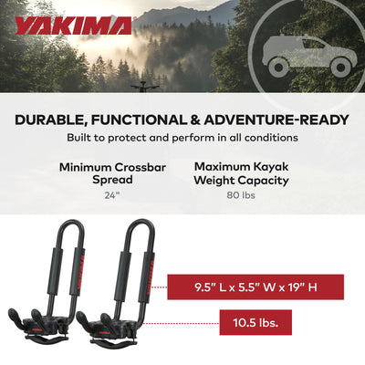 JayHook J-Cradle Rooftop Kayak Mount, Roof Rack w/Padding & Tie Downs (Open Box) - VMInnovations