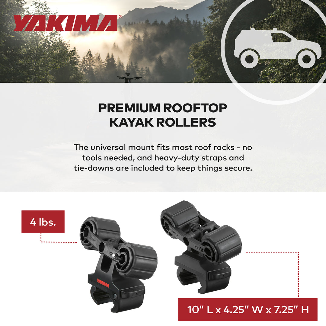 YAKIMA Rooftop Mounted Kayak Rack for Vehicles, Set of 2 Kayak Rollers(Open Box)