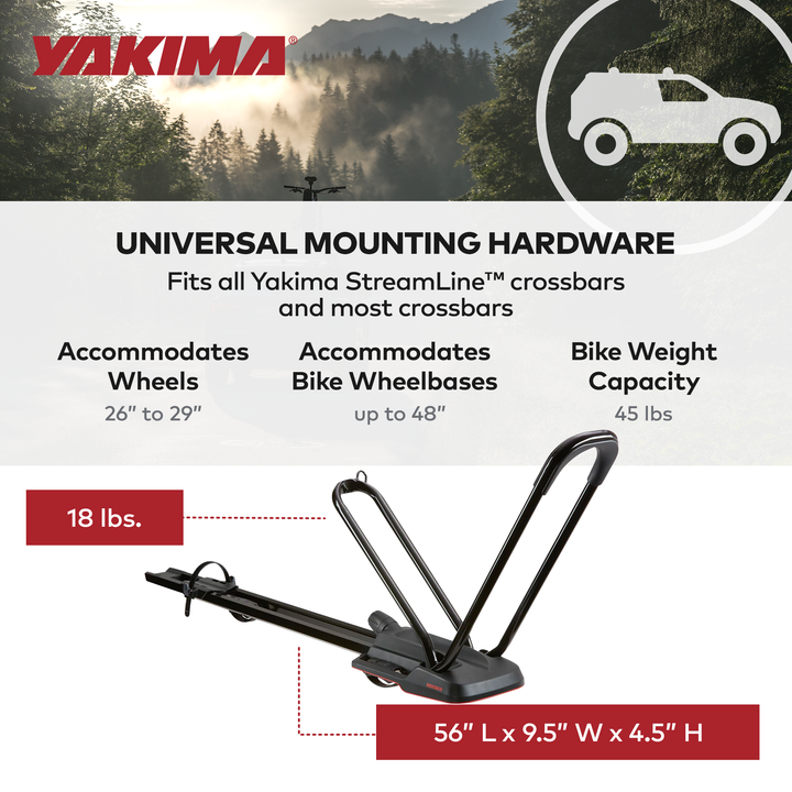 Yakima HighRoad Rooftop Upright Bike Mount, Compatible w/StreamLine Systems
