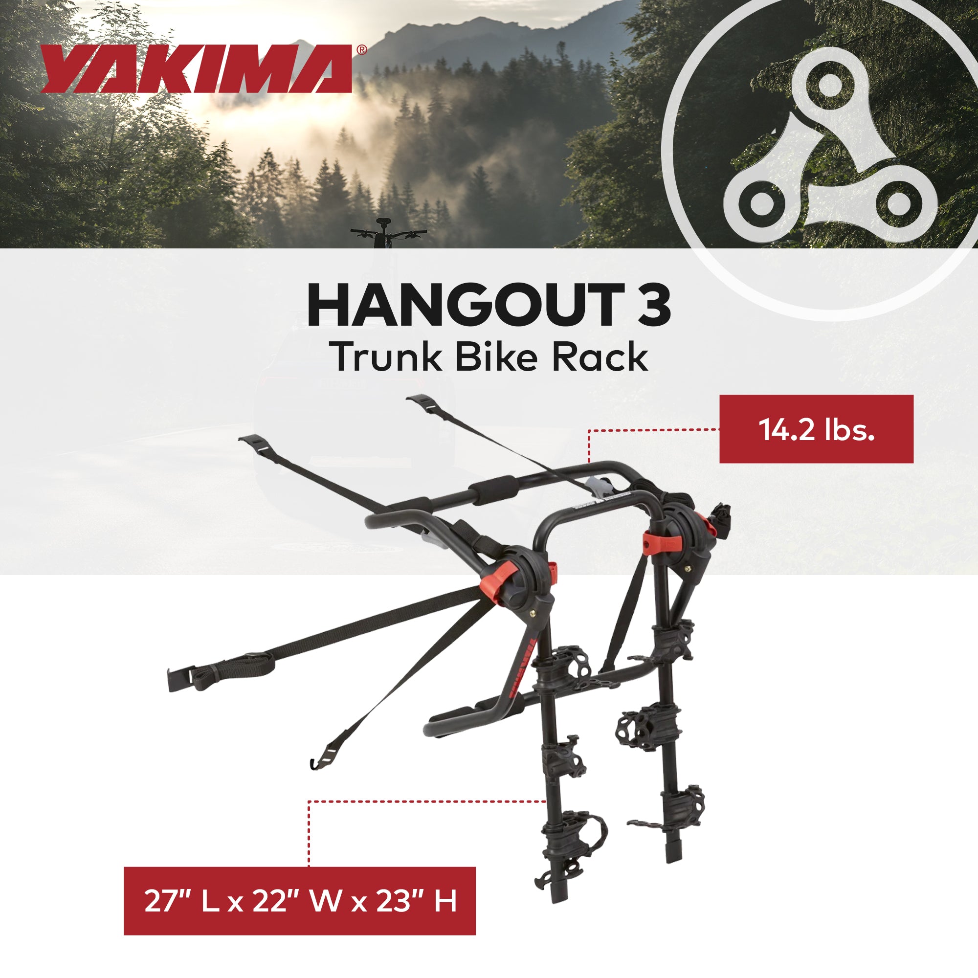 Yakima Car Trunk Compact Foldable 3 Bicycle Mount Rack Carrier, Black (Open Box) - VMInnovations