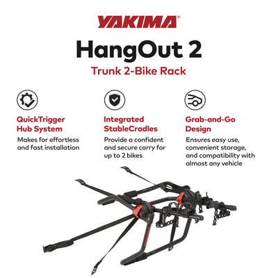 Yakima HangOut Car Trunk Compact Foldable 2 Bicycle Mount Rack, Black (Used) - VMInnovations