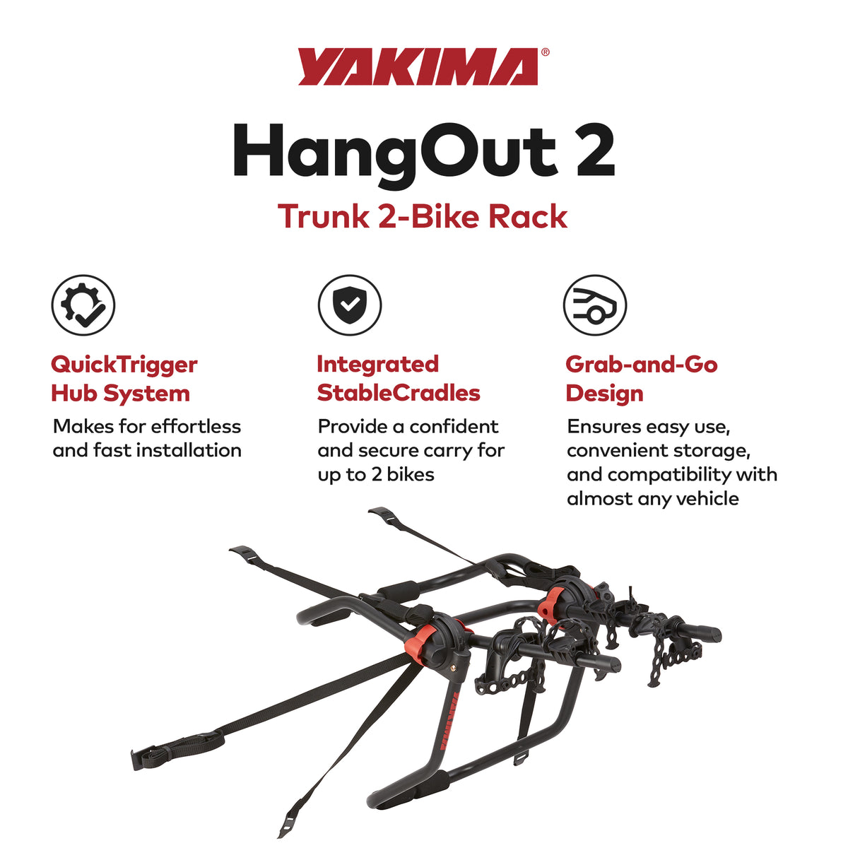 Yakima Car Trunk Compact Foldable 2 Bicycle Mount Rack Carrier, Black (Open Box) - VMInnovations