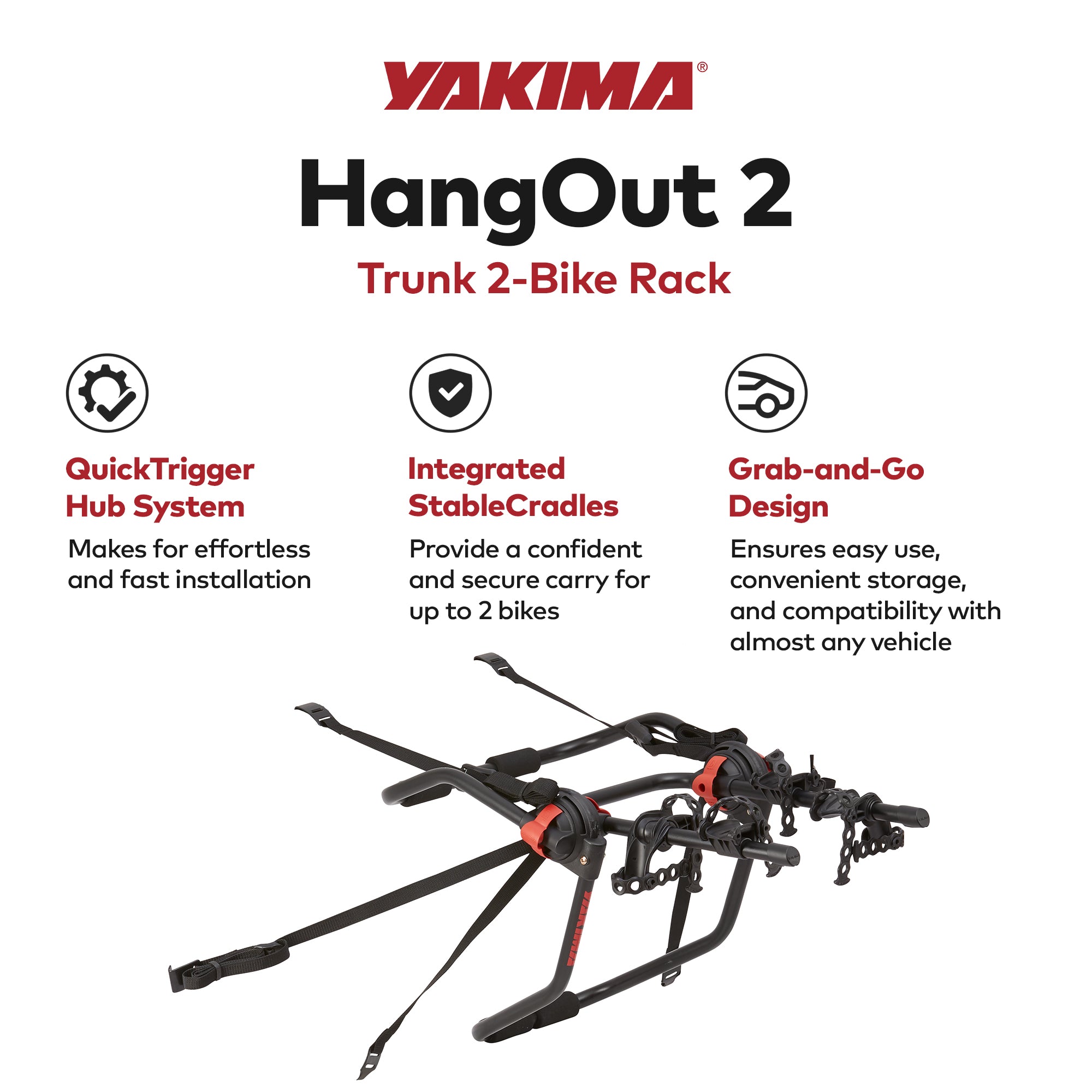 Yakima Car Trunk Compact Foldable 2 Bicycle Mount Rack Carrier, Black (Open Box) - VMInnovations