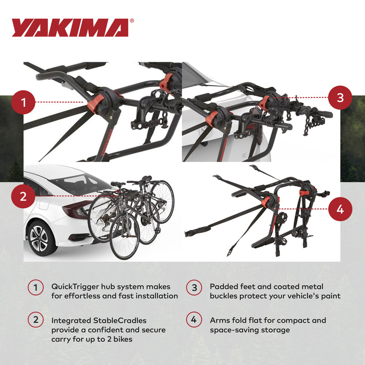 Yakima HangOut Car Trunk Compact Foldable 2 Bicycle Mount Rack, Black (Used)