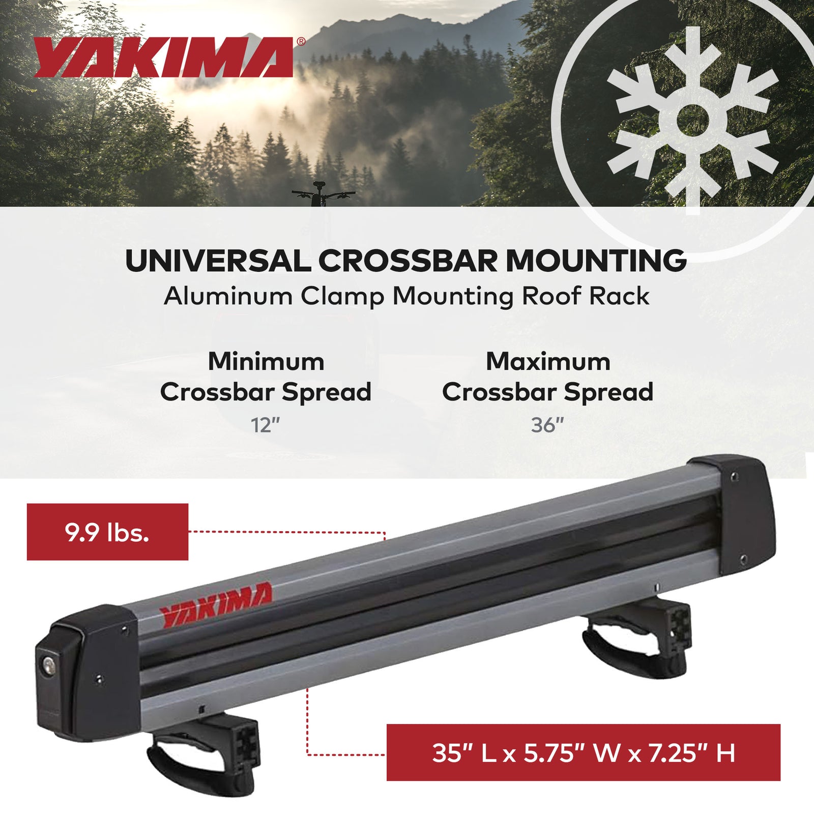 Yakima FreshTrack 6 Universal Car Roof Top Mount Ski and Snowboard Rack, Black - VMInnovations