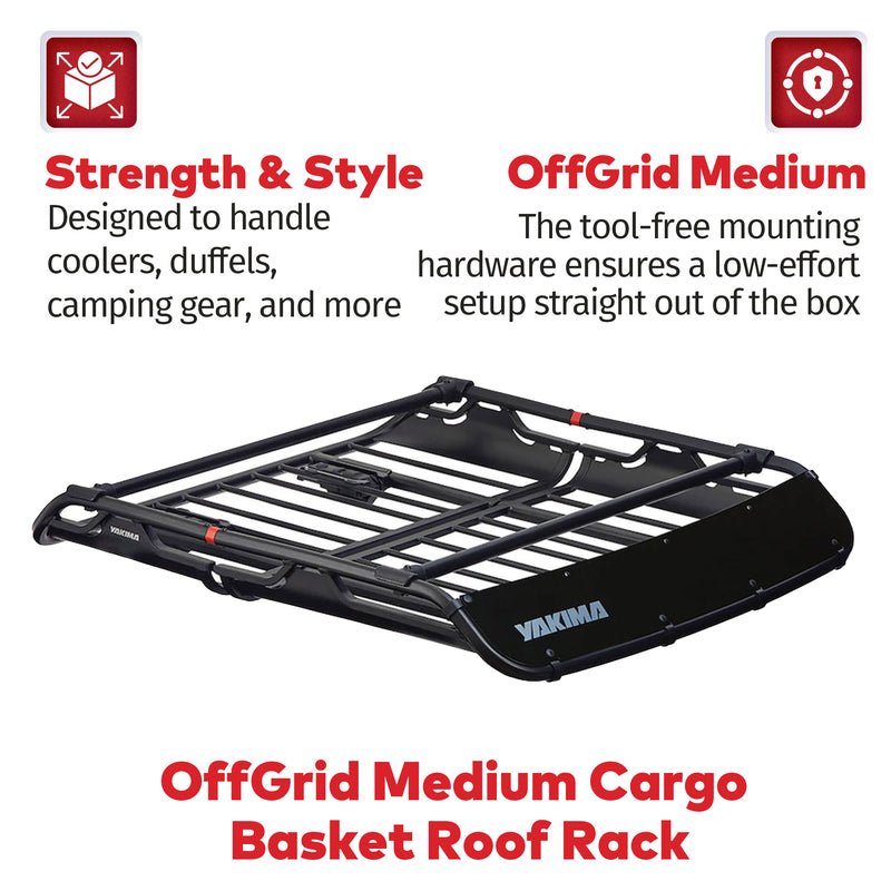 Yakima Medium Cargo Basket Roof Rack, Compatible w/StreamLine Systems (Open Box)