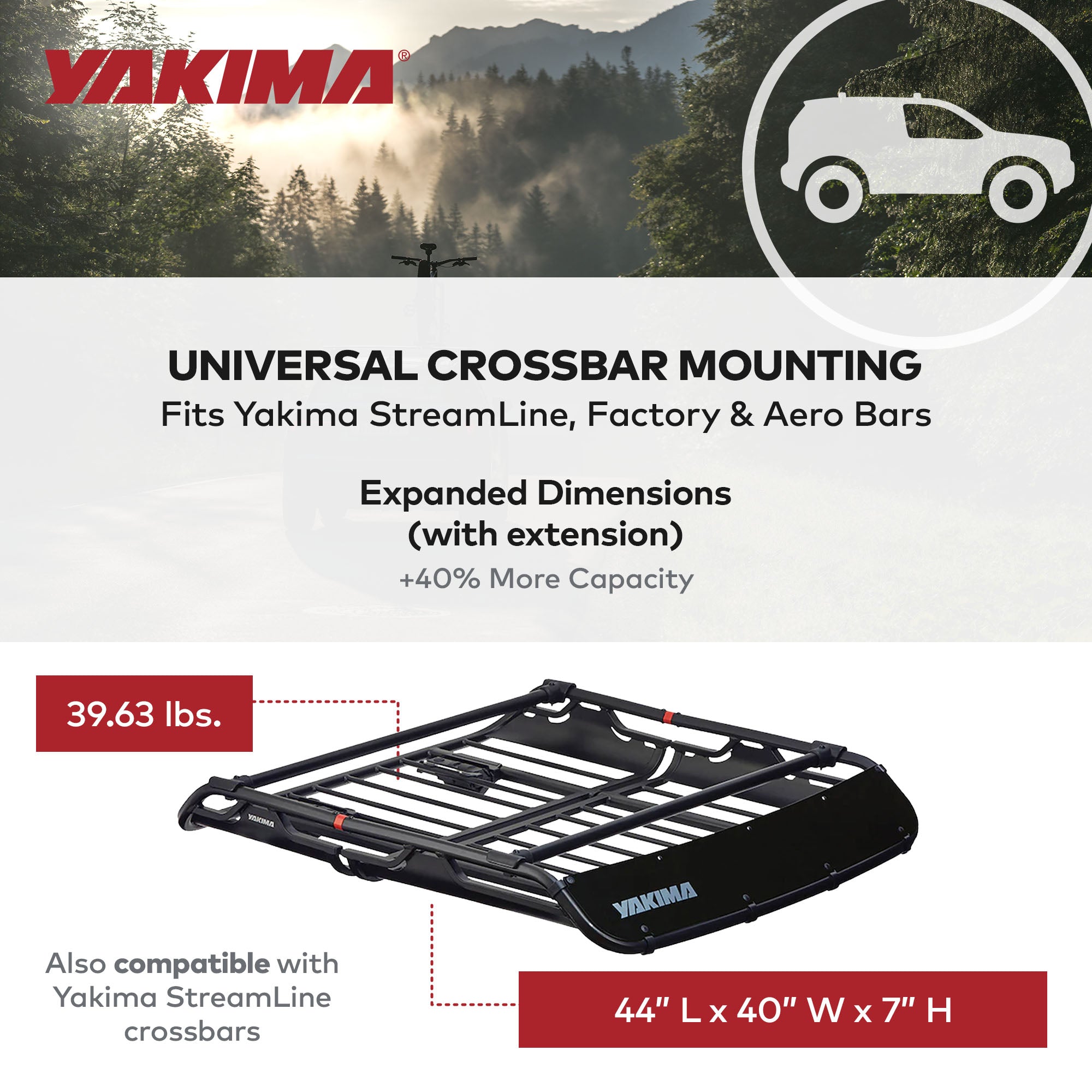 Yakima Medium Cargo Basket Roof Rack, Compatible w/StreamLine Systems (Open Box) - VMInnovations