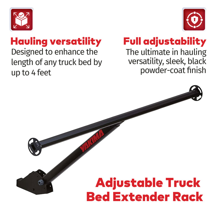 Yakima LongArm Aluminum Hitch Mounted Adjustable Truck Bed Extender Rack, Black