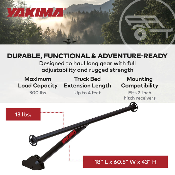 Yakima Aluminum Hitch Mounted Adjustable Truck Bed Extender Rack,Black(Open Box)