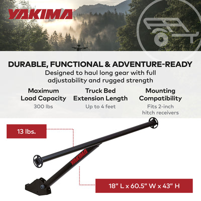 Yakima Aluminum Hitch Mounted Adjustable Truck Bed Extender Rack, Black (Used)