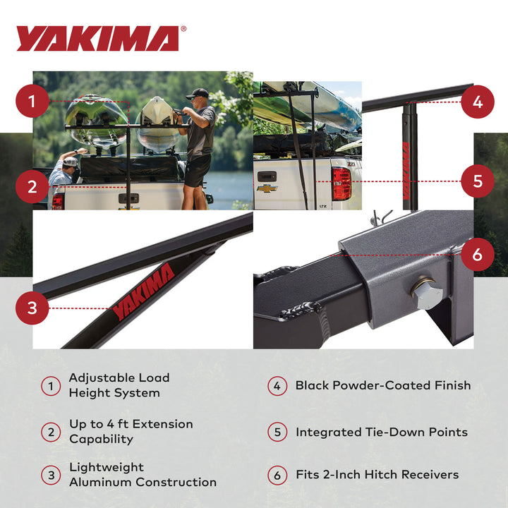 Yakima Aluminum Hitch Mounted Adjustable Truck Bed Extender Rack,Black(Open Box)