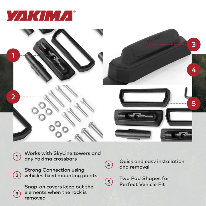 YAKIMA Low Profile Landing Pad 22 for Fixed Point Tower Installation, Set of 4 - VMInnovations