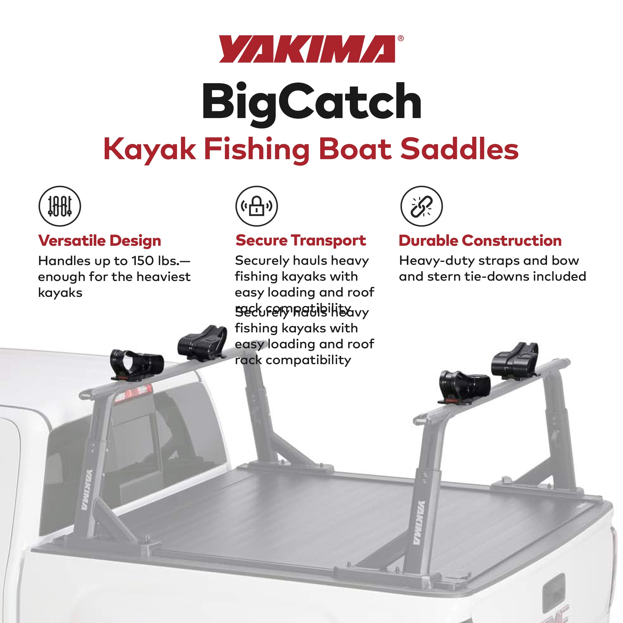 YAKIMA BigCatch Kayak Fishing Boat Saddles for Roof Racks & Trailers (For Parts) - VMInnovations