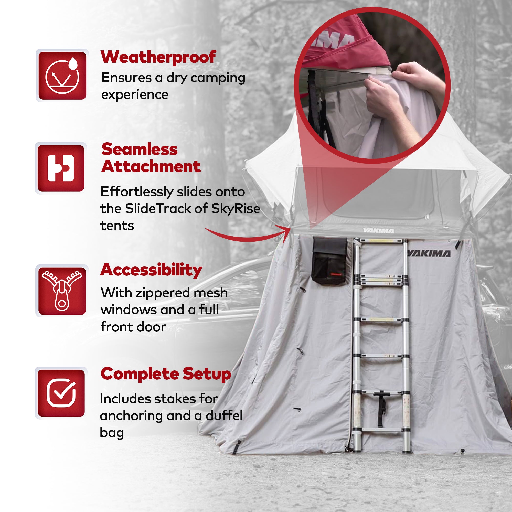 Yakima SkyRise Annex 3 Wall Enclosure for Medium SkyRise Rooftop Tent (Open Box) - VMInnovations