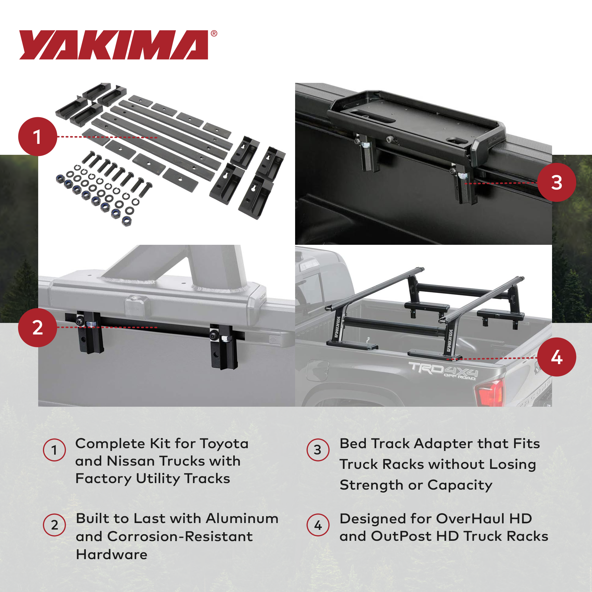 Yakima OverHaul HD Truck Bed Rack, 68-Inch Crossbars & Bed Track Adapter Kit