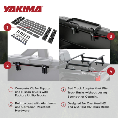 Yakima OverHaul HD Truck Bed Rack, 68-Inch Crossbars & Bed Track Adapter Kit