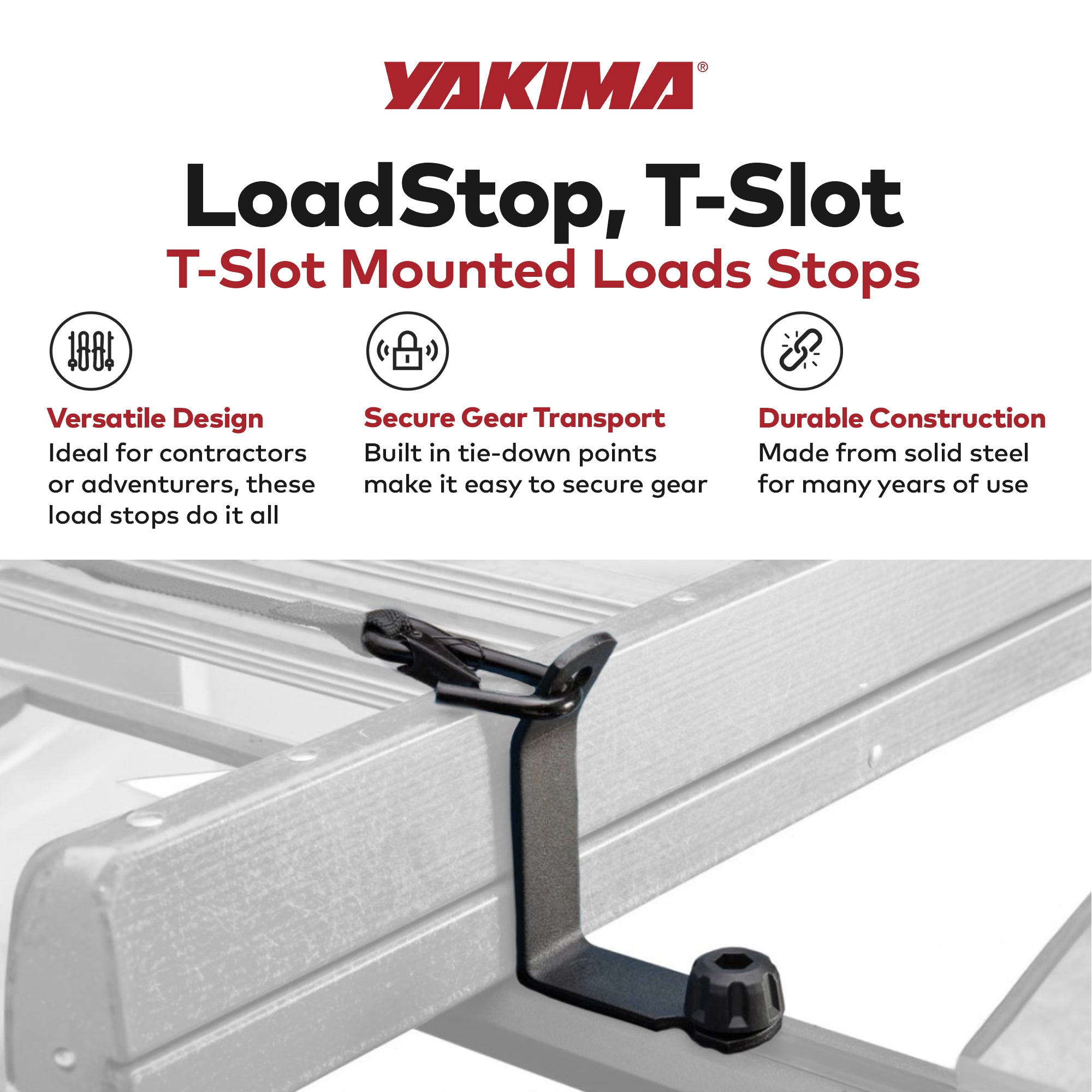 Yakima LoadStop Steel T-Slot Mounted Load Stops Accessory for Yakima Crossbars - VMInnovations