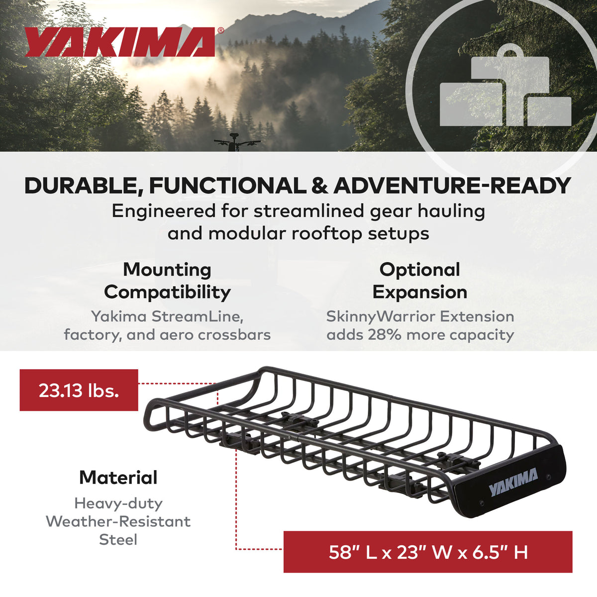 SkinnyWarrior Cargo Basket for Yakima StreamLine Crossbars (Open Box)