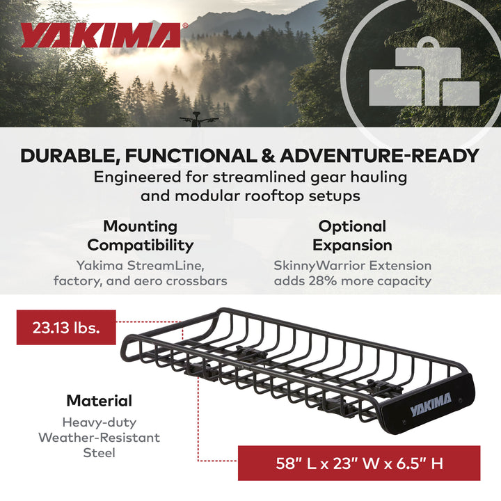 Yakima SkinnyWarrior Long & Narrow Cargo Basket for Yakima StreamLine Crossbars - VMInnovations