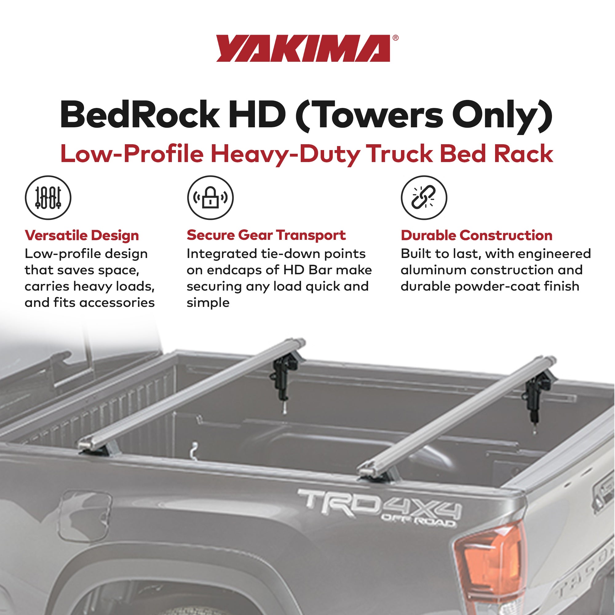 YAKIMA HD Low Profile Truck Bed Rack Towers for HD Bar Crossbar, Black (Used) - VMInnovations