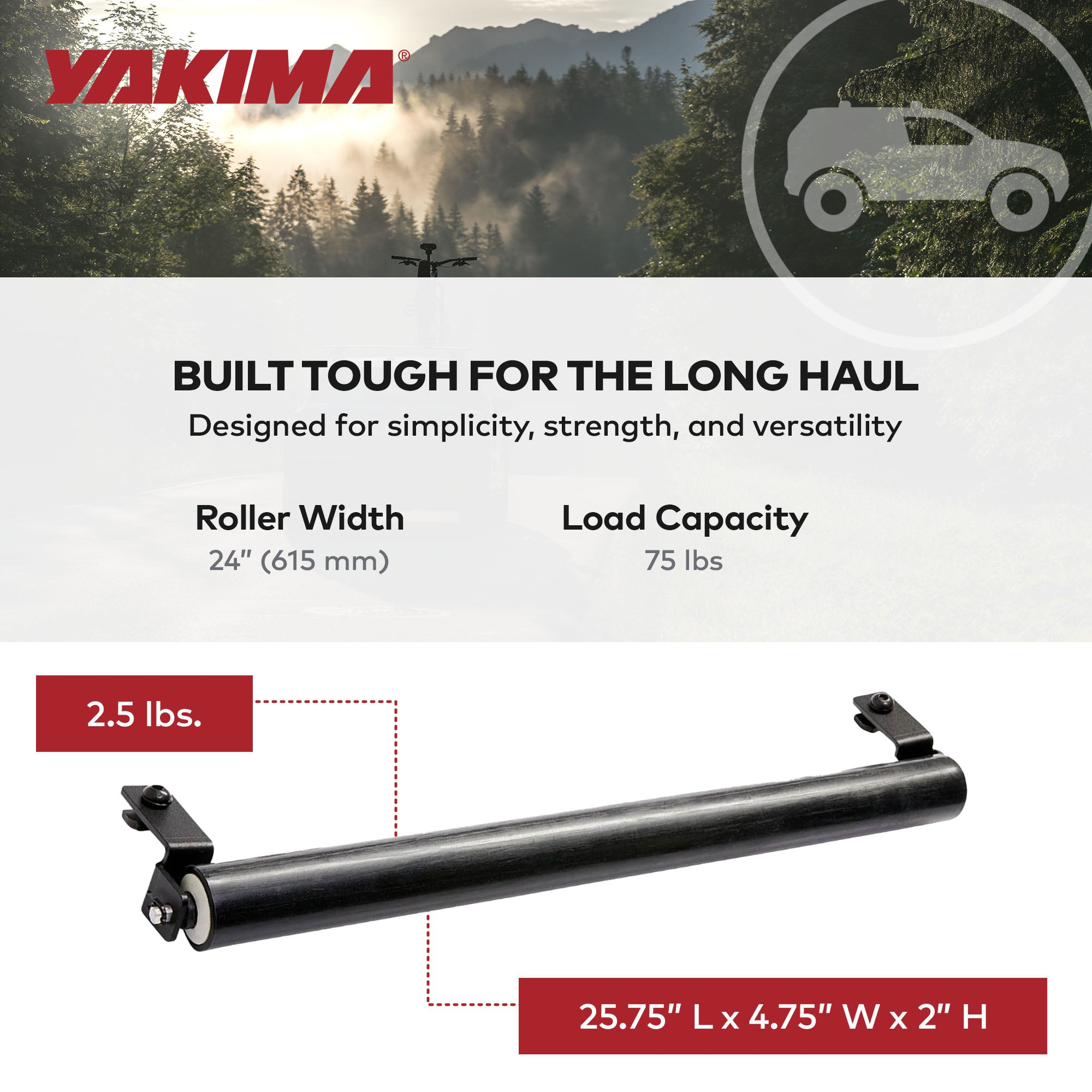 Yakima 2.5 Pound T-Slot Mounted Load Assist Ladder Roller, Compatible w/HD Bars - VMInnovations