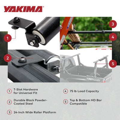 Yakima 2.5 Pound T-Slot Mounted Load Assist Ladder Roller, Compatible w/HD Bars - VMInnovations