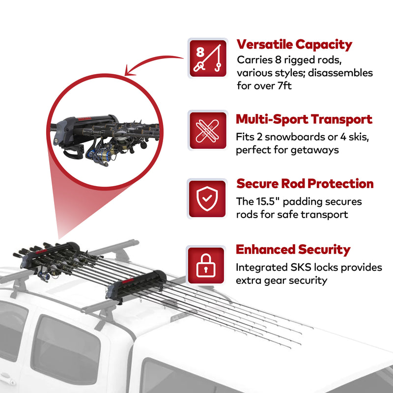 YAKIMA ReelDeal Roof Rack Fishing Rod, Ski, and Snowboard Mount, Black(Open Box)