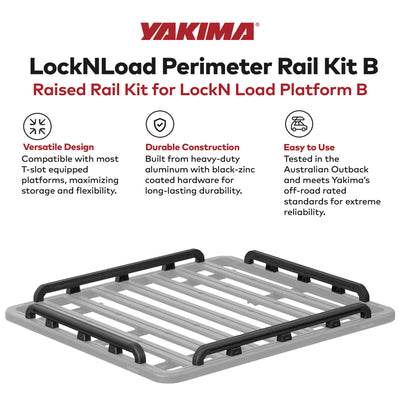 YAKIMA 60 by 54 Inch LockNLoad Perimeter Raised Rail Kit for Roof Rack, 4 Rails - VMInnovations