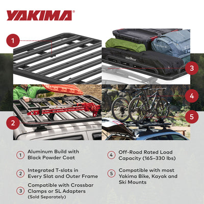 Yakima 76 by 65 Inch LockNLoad 3 Bar System Heavy Duty Roof Rack Platform, Black - VMInnovations