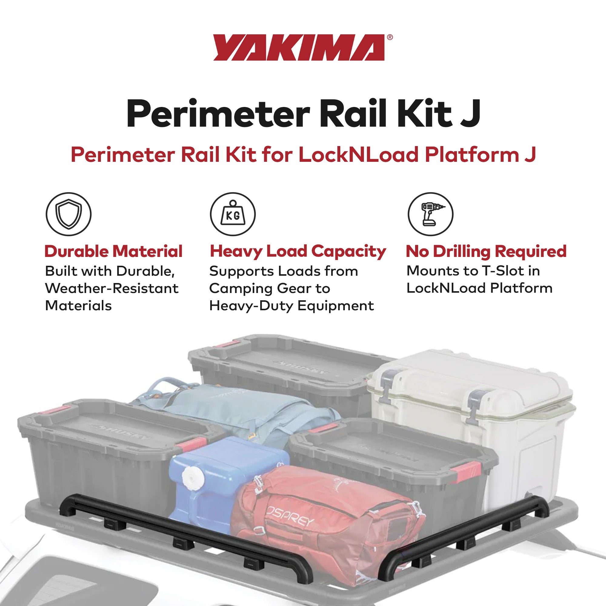 Yakima 76 by 65 Inch LockNLoad Perimeter Raised Rail Kit for Roof Rack, 4 Rails