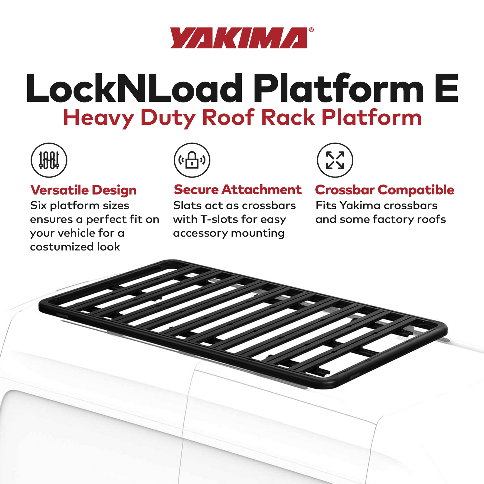YAKIMA 84 by 49 Inch LockNLoad 3 Bar System Heavy Duty Roof Rack Platform, Black - VMInnovations