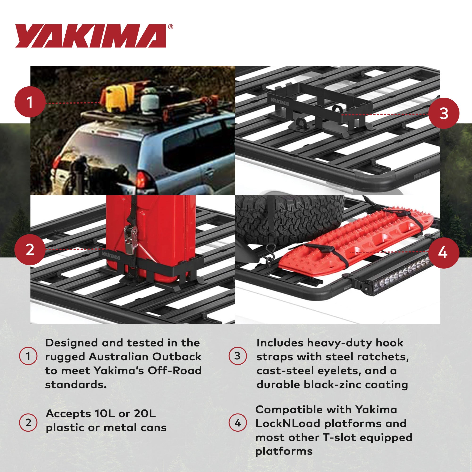 Yakima LockNLoad Platform Plastic Jerry Can Holder for Roof Rack Systems, Black - VMInnovations
