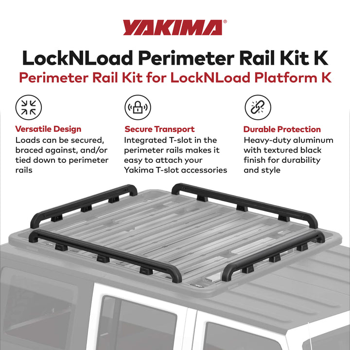 YAKIMA 55 by 49 Inch LockNLoad Perimeter Raised Rail Kit for Roof Rack, 4 Rails - VMInnovations
