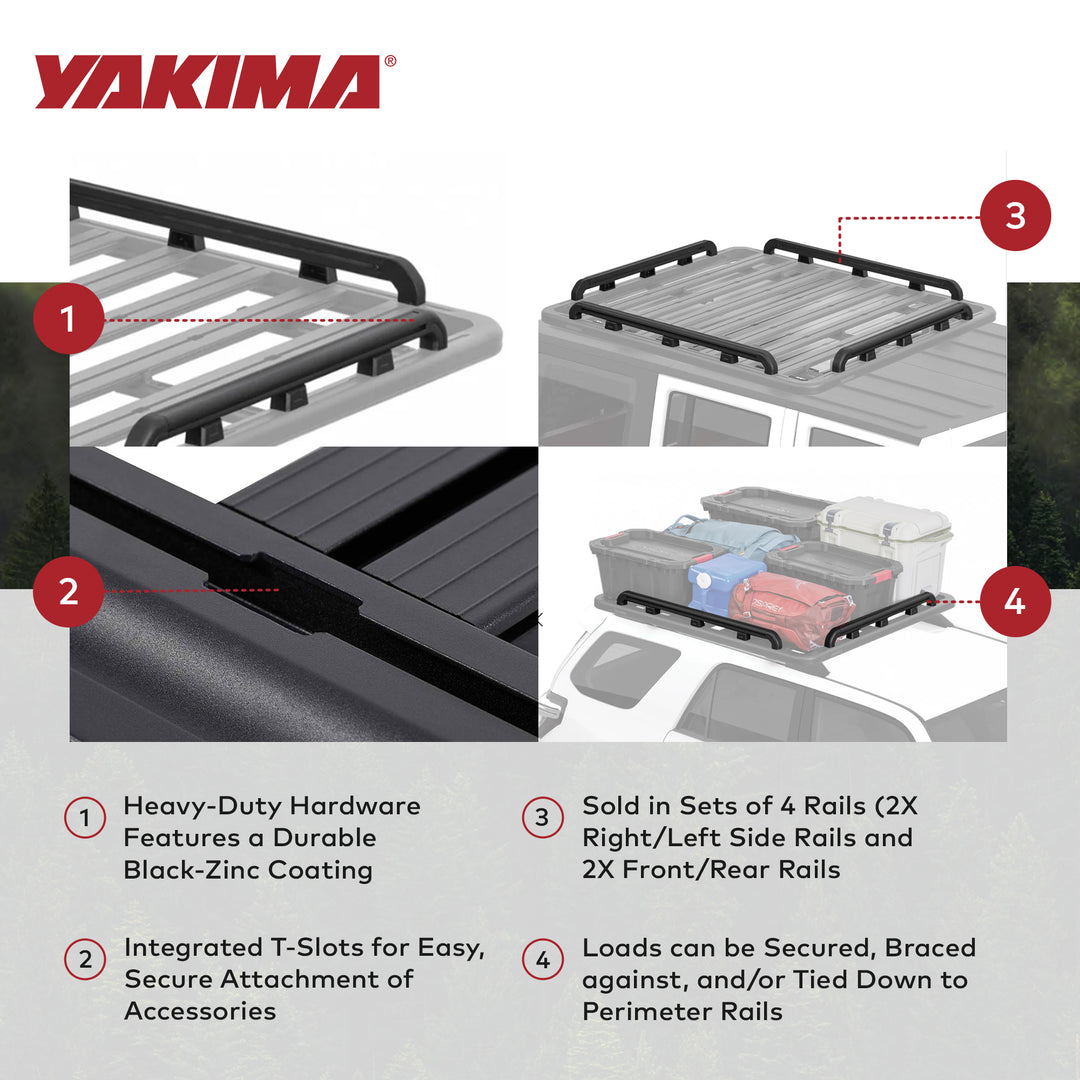YAKIMA 55 by 49 Inch LockNLoad Perimeter Raised Rail Kit for Roof Rack, 4 Rails - VMInnovations
