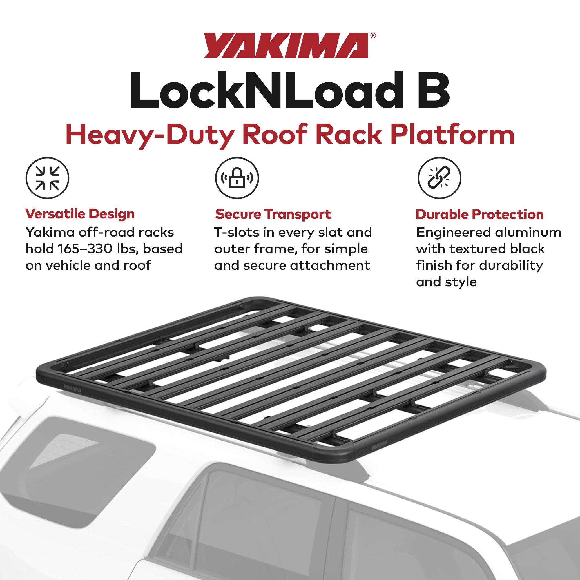 Yakima 60 by 54 Inch LockNLoad 3 Bar System Heavy Duty Roof Rack Platform, Black - VMInnovations