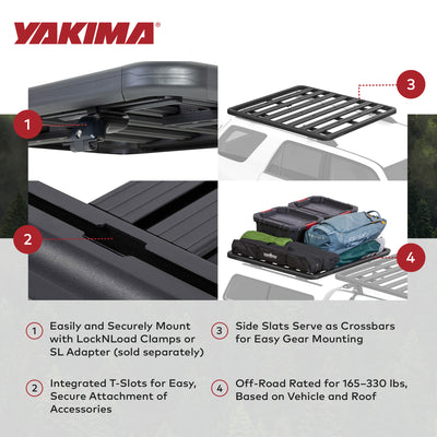 Yakima 60 by 54 Inch LockNLoad 3 Bar System Heavy Duty Roof Rack Platform, Black - VMInnovations