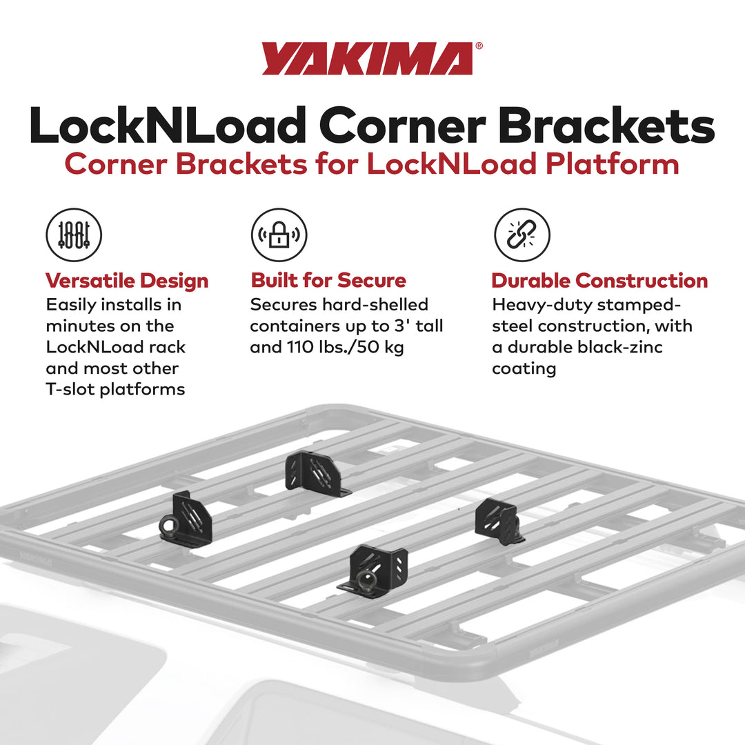 YAKIMA LockNLoad Platform Corner Bracket Kit w/ T Slot Gear Braces 4pk(Open Box)