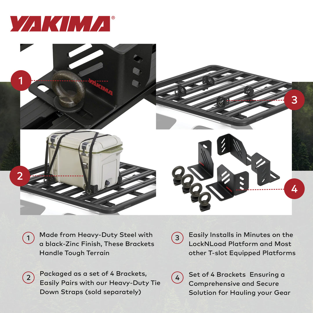 YAKIMA LockNLoad Platform Corner Bracket Kit w/ T Slot Gear Braces 4pk(Open Box)
