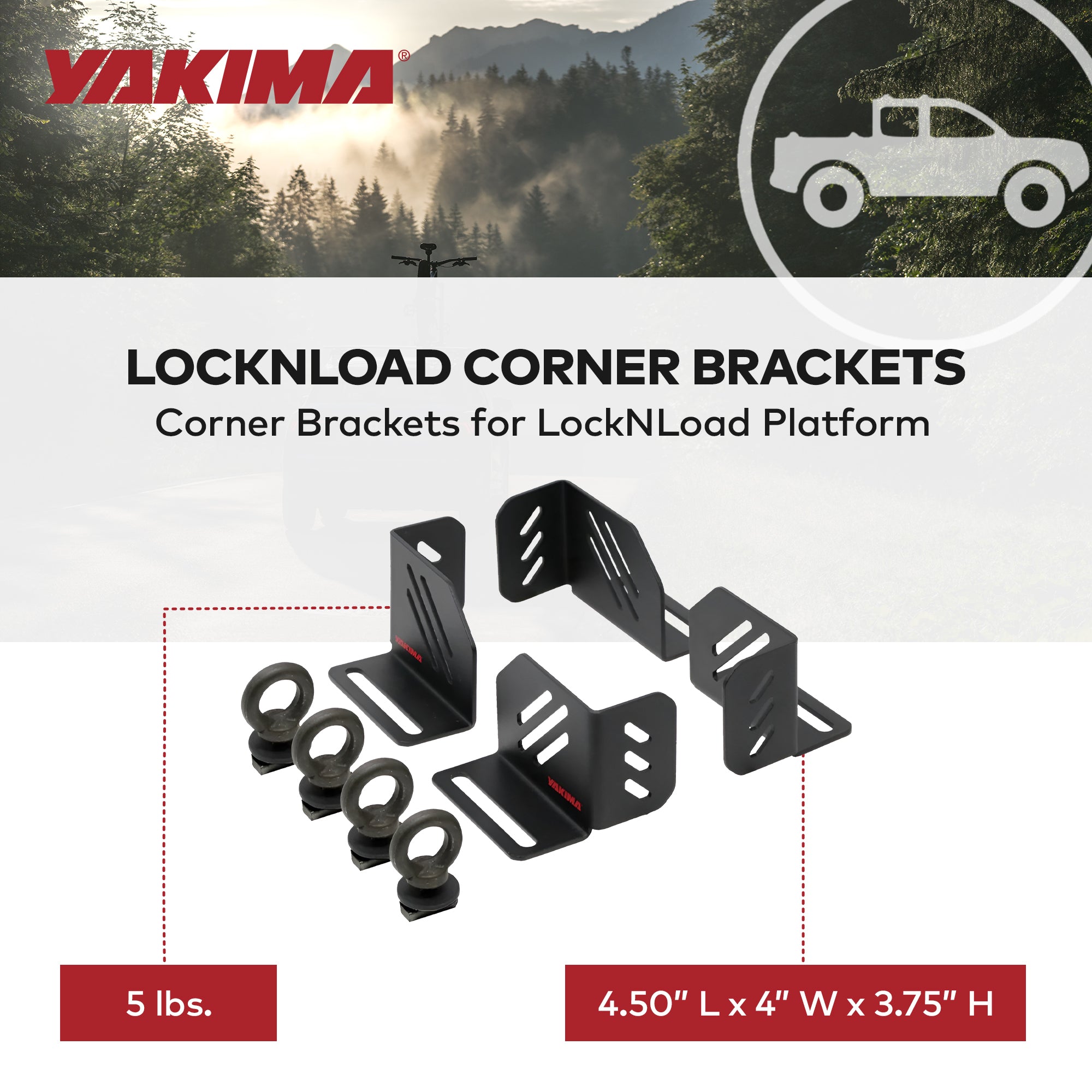 YAKIMA LockNLoad Platform Corner Bracket Kit with T Slot Braces, Set of 4 (Used) - VMInnovations