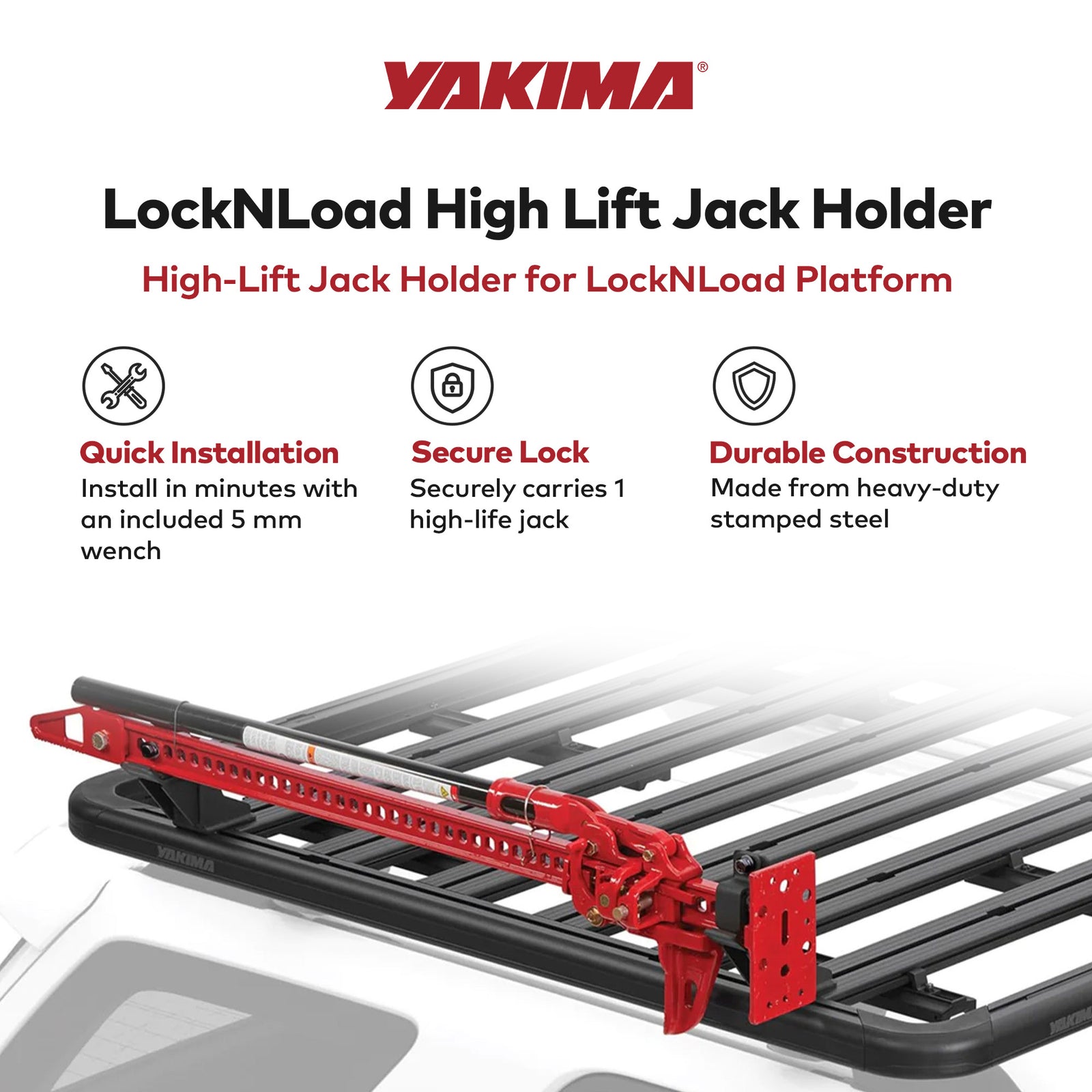 YAKIMA High Lift Jack Holder LockNLoad Roof Rack Platform Accessories, Black - VMInnovations